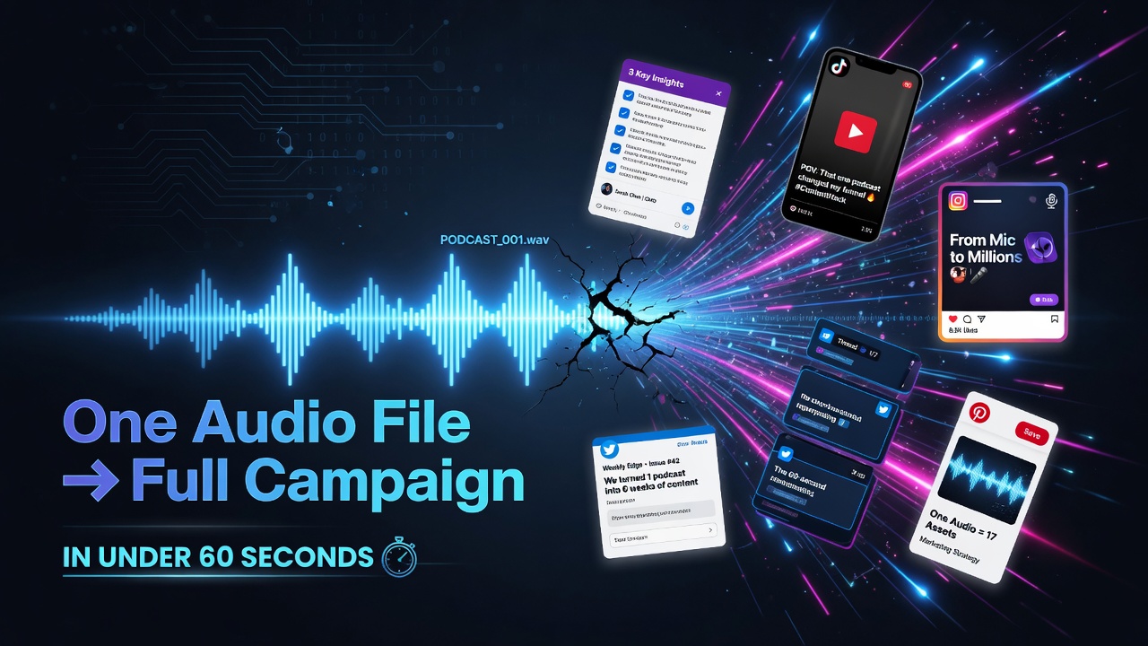 How to Turn One Audio File or Podcast into a Full Content Marketing Campaign in Minutes